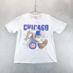 VTG Chicago Cubs Shirt Mens XL Gray MLB Baseball Graphic Nutmeg Mills 90s